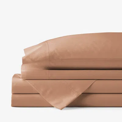 The Company Store Classic Cool Cotton Percale Bed Sheet Set In Orange/coral