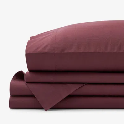 The Company Store Classic Cool Cotton Percale Bed Sheet Set In Purple/red