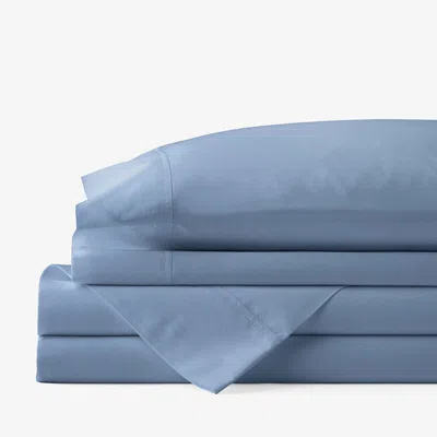 The Company Store Classic Cool Cotton Percale Bed Sheet Set In Slate Blue