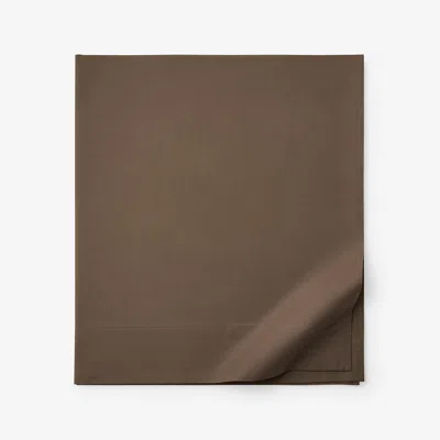 The Company Store Classic Cool Cotton Percale Deep Pocket Flat Bed Sheet In Brown