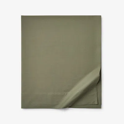 The Company Store Classic Cool Cotton Percale Flat Bed Sheet In Olive Green