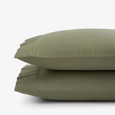 The Company Store Classic Cool Cotton Percale Pillowcase Set In Olive Green
