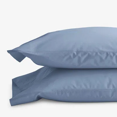 The Company Store Classic Cool Cotton Percale Pillowcase Set In Slate Blue