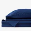 The Company Store Classic Cool Organic Cotton Percale Bed Sheet Set In Blue