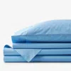 The Company Store Classic Cool Organic Cotton Percale Bed Sheet Set In Ocean Blue