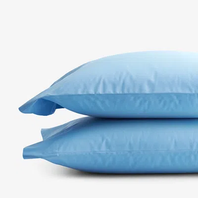The Company Store Classic Cool Organic Cotton Percale Pillowcase Set In Ocean Blue