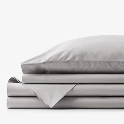 The Company Store Classic Cool Organic Cotton Percale Solid Bed Sheet Set In Gray