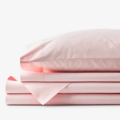 The Company Store Classic Cool Organic Cotton Percale Solid Bed Sheet Set In Petal Pink