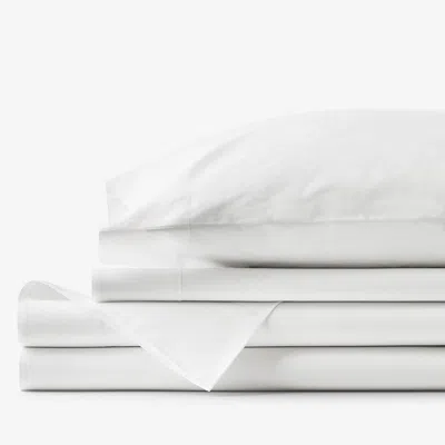 The Company Store Classic Cool Organic Cotton Percale Solid Bed Sheet Set In White