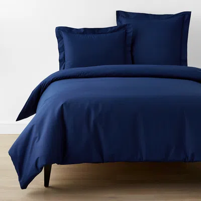 The Company Store Classic Cool Organic Cotton Percale Solid Duvet Cover In Blue