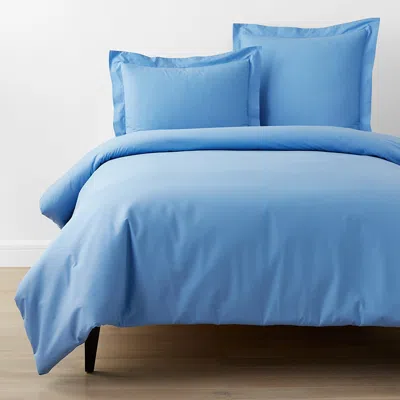 The Company Store Classic Cool Organic Cotton Percale Solid Duvet Cover In Ocean Blue