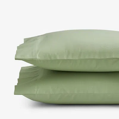The Company Store Classic Cool Organic Cotton Percale Solid Pillowcase Set In Moss Green