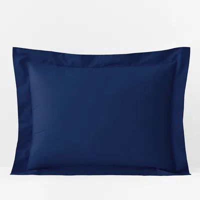 The Company Store Classic Cool Organic Cotton Percale Solid Sham In Blue