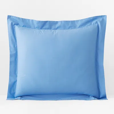 The Company Store Classic Cool Organic Cotton Percale Solid Sham In Blue