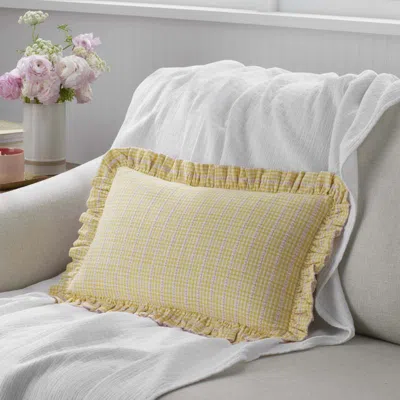 The Company Store Classic Plaids Yarn-dyed Cotton Decorative Lumbar Pillow Cover In Yellow