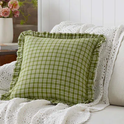 The Company Store Classic Plaids Yarn-dyed Cotton Decorative Square Pillow Cover In Green