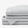The Company Store Classic Smooth Sateen Solid Bed Sheet Set In Gray/light Gray