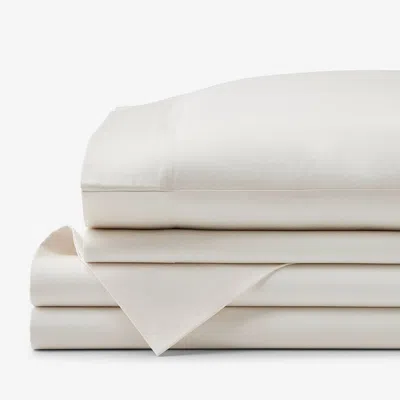 The Company Store Classic Smooth Sateen Solid Bed Sheet Set In Ivory
