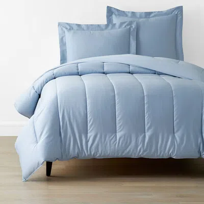 The Company Store Classic Smooth Sateen Solid Comforter In Blue/light Blue