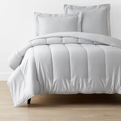 The Company Store Classic Smooth Sateen Solid Comforter In Gray/light Gray