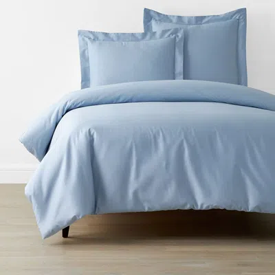 The Company Store Classic Smooth Sateen Solid Duvet Cover In Blue/light Blue
