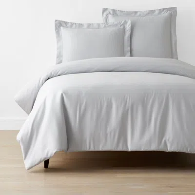 The Company Store Classic Smooth Sateen Solid Duvet Cover In Gray/light Gray