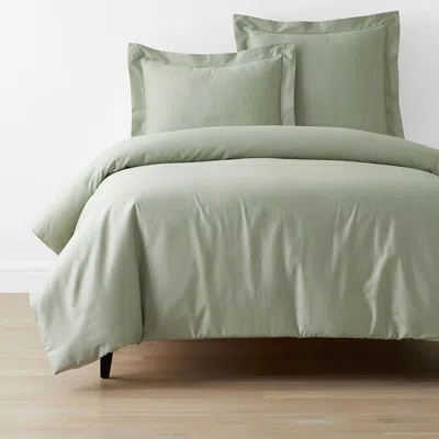 The Company Store Classic Smooth Sateen Solid Duvet Cover In Green