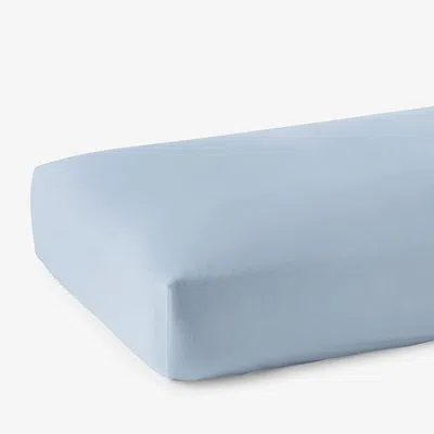 The Company Store Classic Smooth Sateen Solid Fitted Bed Sheet In Blue/light Blue