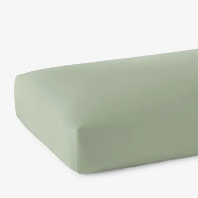 The Company Store Classic Smooth Sateen Solid Fitted Bed Sheet In Green