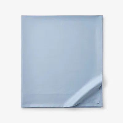 The Company Store Classic Smooth Sateen Solid Flat Bed Sheet In Blue/light Blue