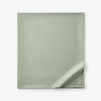 The Company Store Classic Smooth Sateen Solid Flat Bed Sheet In Green