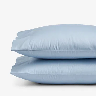 The Company Store Classic Smooth Sateen Solid Pillowcase Set In Blue/light Blue
