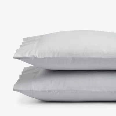 The Company Store Classic Smooth Sateen Solid Pillowcase Set In Gray/light Gray