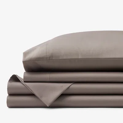 The Company Store Classic Smooth Wrinkle-free Sateen Bed Sheet Set In Brown