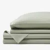 The Company Store Classic Smooth Wrinkle-free Sateen Bed Sheet Set In Laurel Green