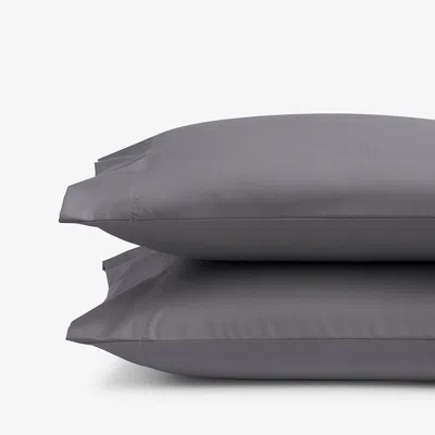 The Company Store Classic Smooth Wrinkle-free Sateen Pillowcase Set In Stone Gray