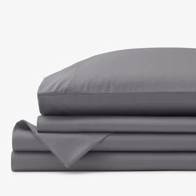 The Company Store Classic Smooth Wrinkle-free Sateen Bed Sheet Set In Stone Gray