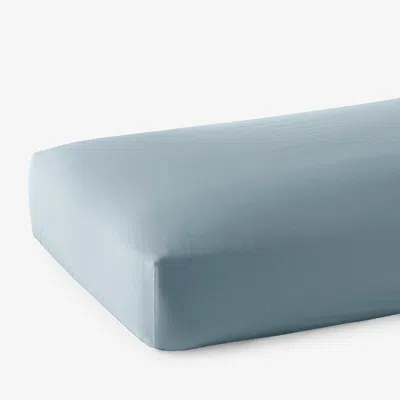 The Company Store Classic Smooth Wrinkle-free Sateen Fitted Bed Sheet In Blue Shale