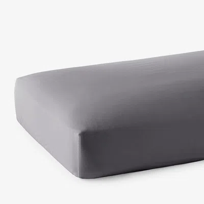 The Company Store Classic Smooth Wrinkle-free Sateen Fitted Bed Sheet In Stone Gray