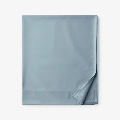 The Company Store Classic Smooth Wrinkle-free Sateen Flat Bed Sheet In Blue Shale