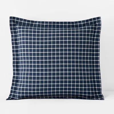 The Company Store Classic Stripes And Plaids Cool Yarn-dyed Cotton Percale Sham In Blue