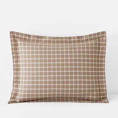 The Company Store Classic Stripes And Plaids Cool Yarn-dyed Cotton Percale Sham In Brown