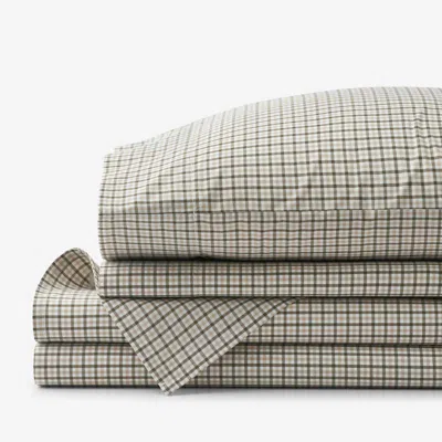 The Company Store Classic Stripes And Plaids Cool Yarn-dyed Cotton Percale Bed Sheet Set In Neutral