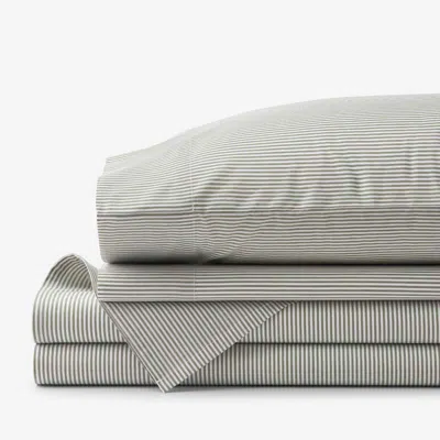 The Company Store Classic Stripes And Plaids Cool Yarn-dyed Cotton Percale Bed Sheet Set In Stripe Green