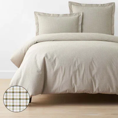 The Company Store Classic Stripes And Plaids Cool Yarn-dyed Cotton Percale Duvet Cover In Mini Check Green