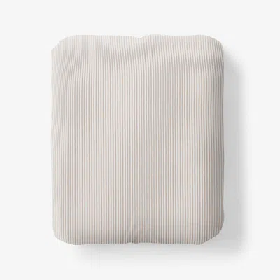 The Company Store Classic Stripes And Plaids Cool Yarn-dyed Cotton Percale Fitted Bed Sheet In Beige