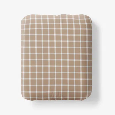 The Company Store Classic Stripes And Plaids Cool Yarn-dyed Cotton Percale Fitted Bed Sheet In Beige/brown