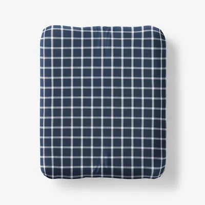 The Company Store Classic Stripes And Plaids Cool Yarn-dyed Cotton Percale Fitted Bed Sheet In Blue