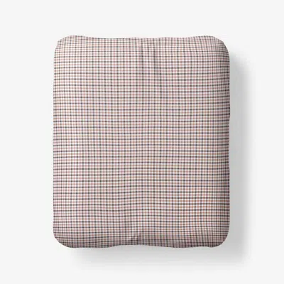The Company Store Classic Stripes And Plaids Cool Yarn-dyed Cotton Percale Fitted Bed Sheet In Brown/orange/coral