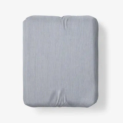 The Company Store Classic Stripes And Plaids Cool Yarn-dyed Cotton Percale Fitted Bed Sheet In Stripe White/blue